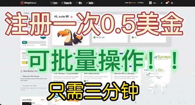 国外项目注册一次0.5美金 只需三分钟无脑操作 可批量放大 小白工作室福利网赚项目-副业赚钱-互联网创业-资源整合老姚项目