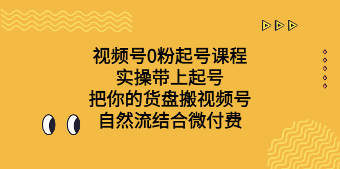 视频号0粉起号课程 实操带上起号 把你的货盘搬视频号 自然流结合微付费网赚项目-副业赚钱-互联网创业-资源整合老姚项目